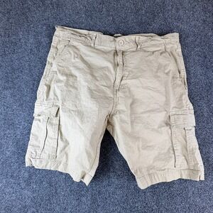 Rugged Trail Cargo Shorts Mens 36x6 Beige Ripstop Stretch Outdoor Utility Hiking